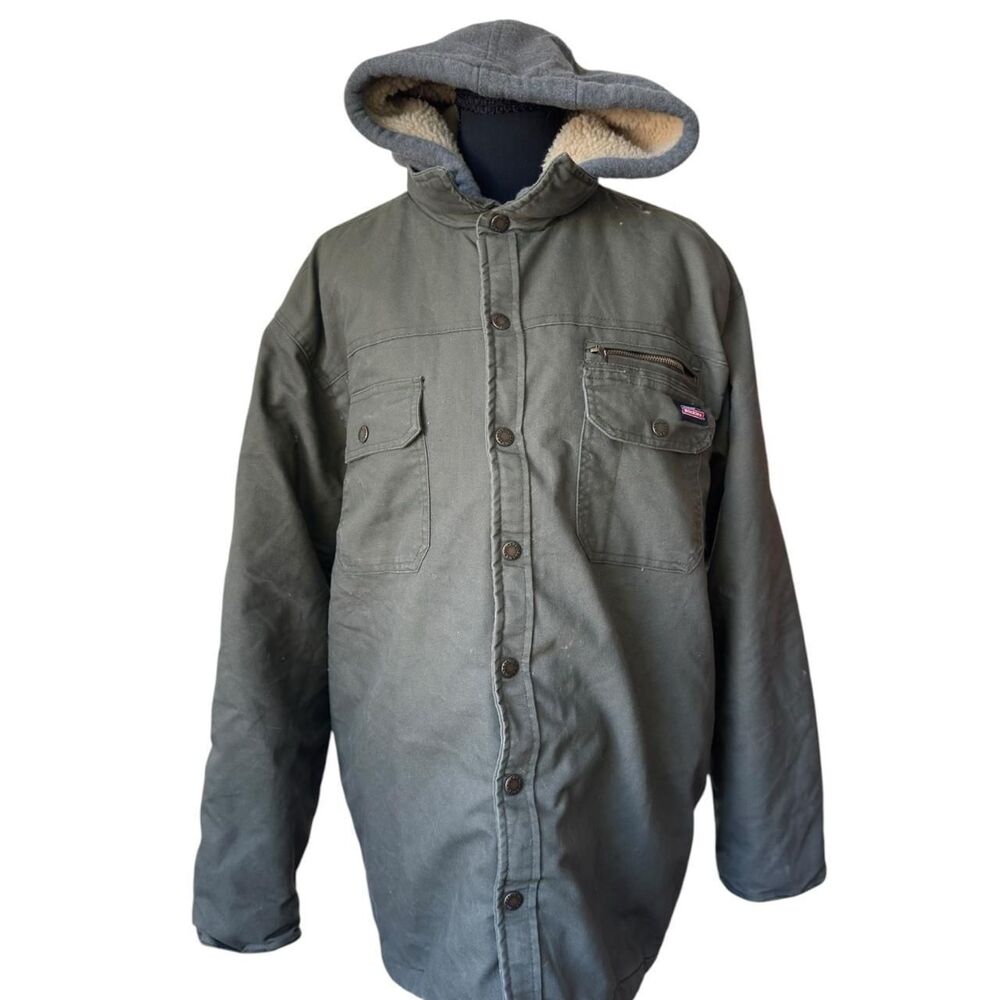 Green Dickies workwear jacket with fleece lined hood Size L men’s